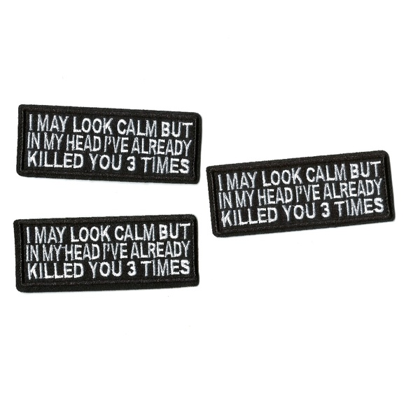 NEW 2-PACK NOVELTY PATCHES QUOTE PHRASE BADGES EASY IRON-ON FABRIC BADGES - Picture 4 of 5